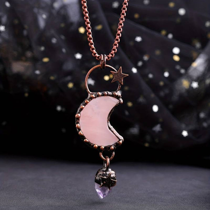 Collier avec pendentif en cristal de lune et étoile en pierres précieuses Olivenorma - image 1