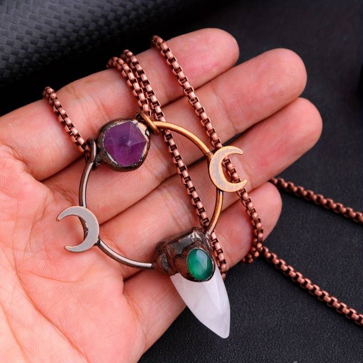 Collier Olivenorma Bullet en cristal transparent avec double lune