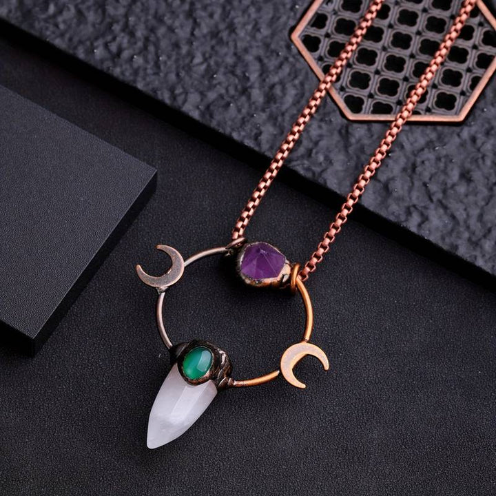 Collier Olivenorma Bullet en cristal transparent avec double lune