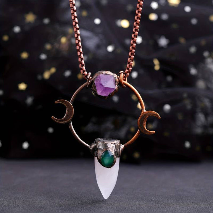 Collier Olivenorma Bullet en cristal transparent avec double lune