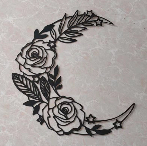 Décoration murale en métal sculptée Olivenorma Moon Star Rose