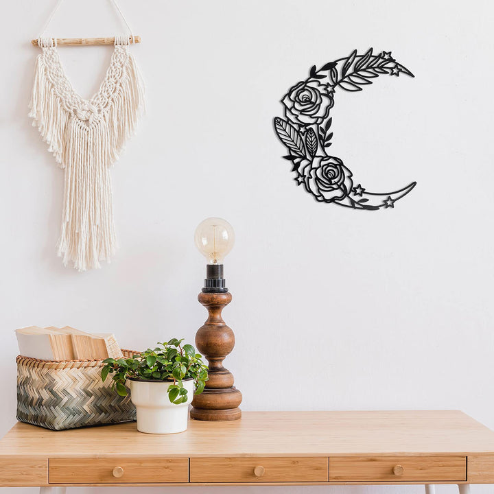 Décoration murale en métal sculptée Olivenorma Moon Star Rose
