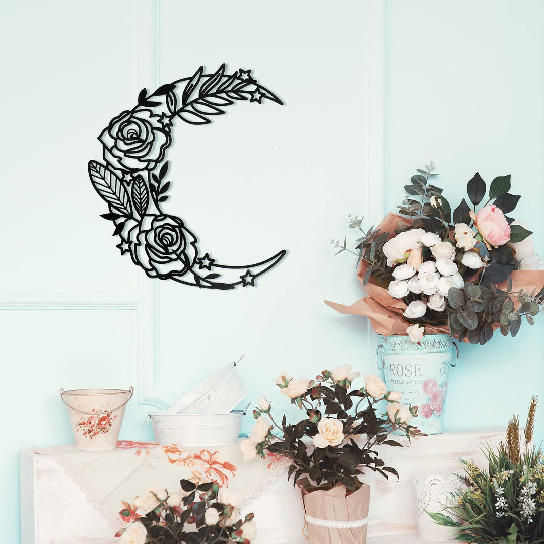 Décoration murale en métal sculptée Olivenorma Moon Star Rose