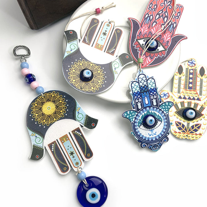 Décoration murale géométrique en bois Hamsa Olivenorma
