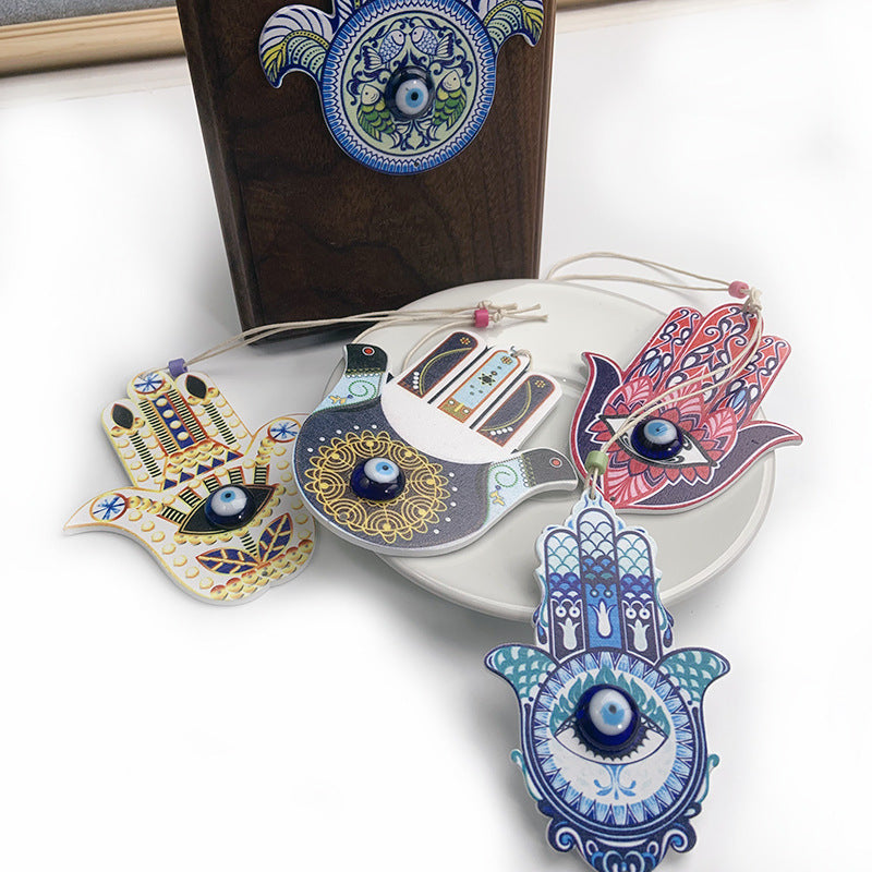 Décoration murale géométrique en bois Hamsa Olivenorma