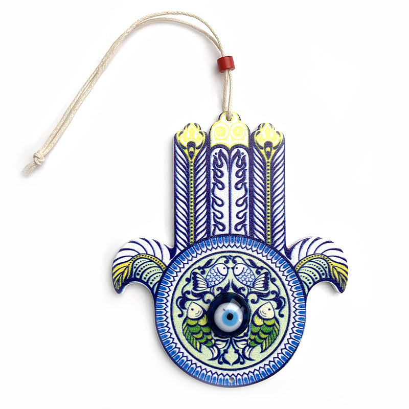 Décoration murale géométrique en bois Hamsa Olivenorma