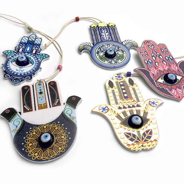 Décoration murale géométrique en bois Hamsa Olivenorma
