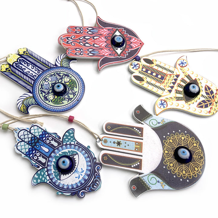 Décoration murale géométrique en bois Hamsa Olivenorma