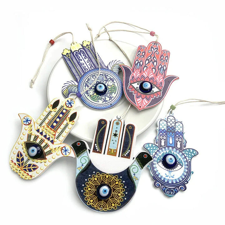 Décoration murale géométrique en bois Hamsa Olivenorma