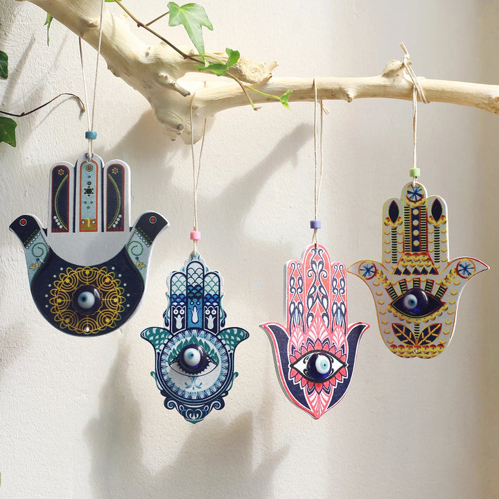 Décoration murale géométrique en bois Hamsa Olivenorma