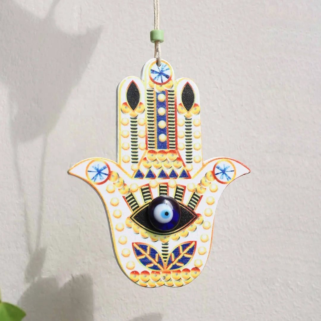 Décoration murale géométrique en bois Hamsa Olivenorma