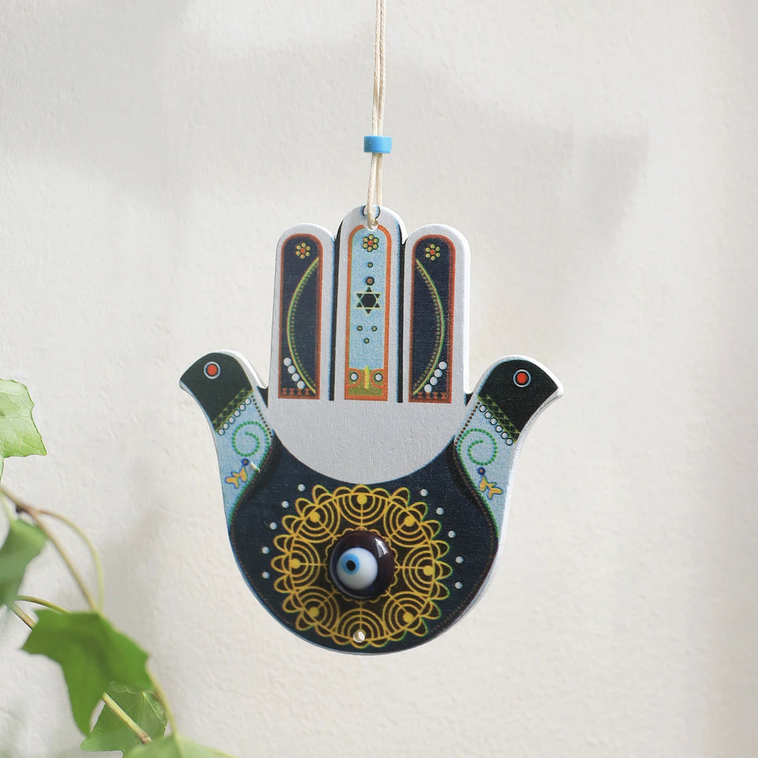 Décoration murale géométrique en bois Hamsa Olivenorma