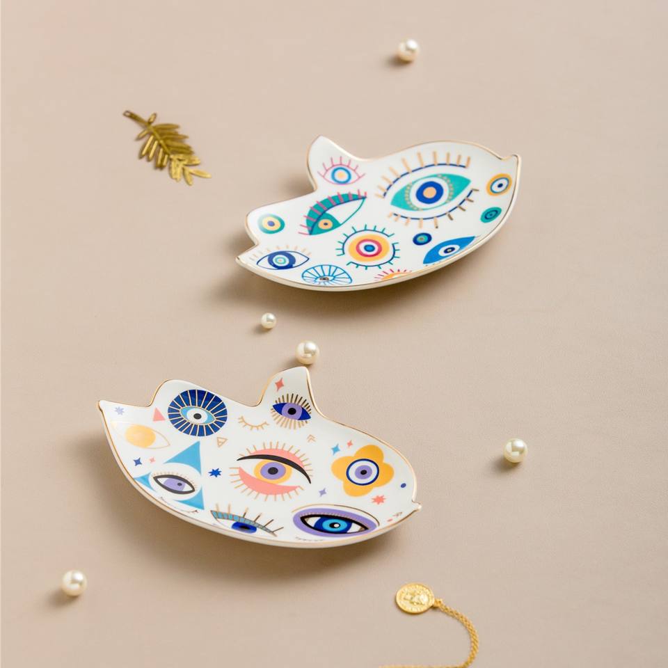 Support en cristal en céramique en forme d'oiseau créatif Olivenorma contre le mauvais œil