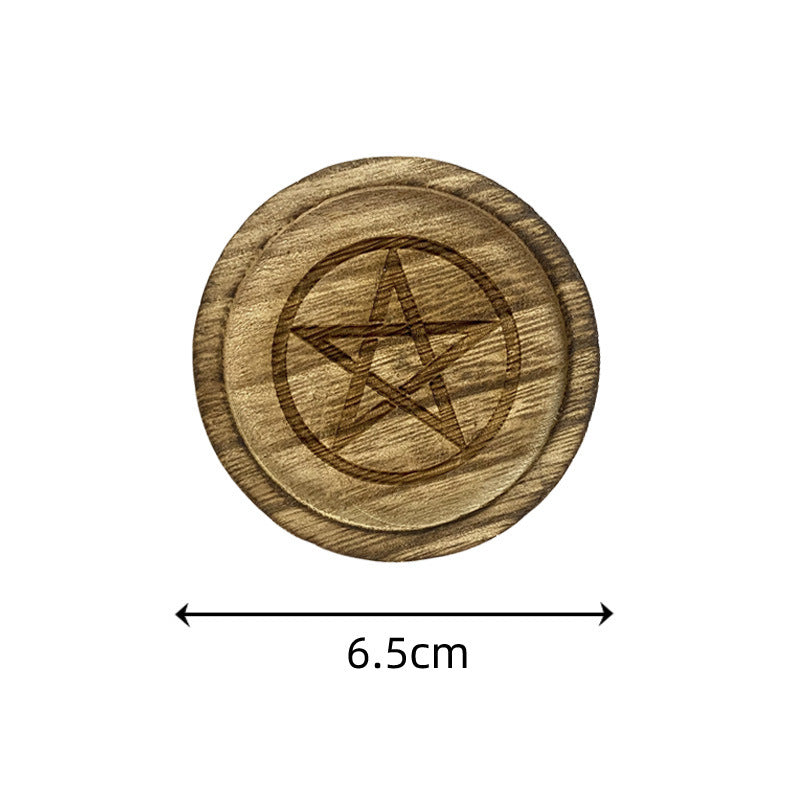 Bougeoir à disque simple en bois avec pentagramme Olivenorma