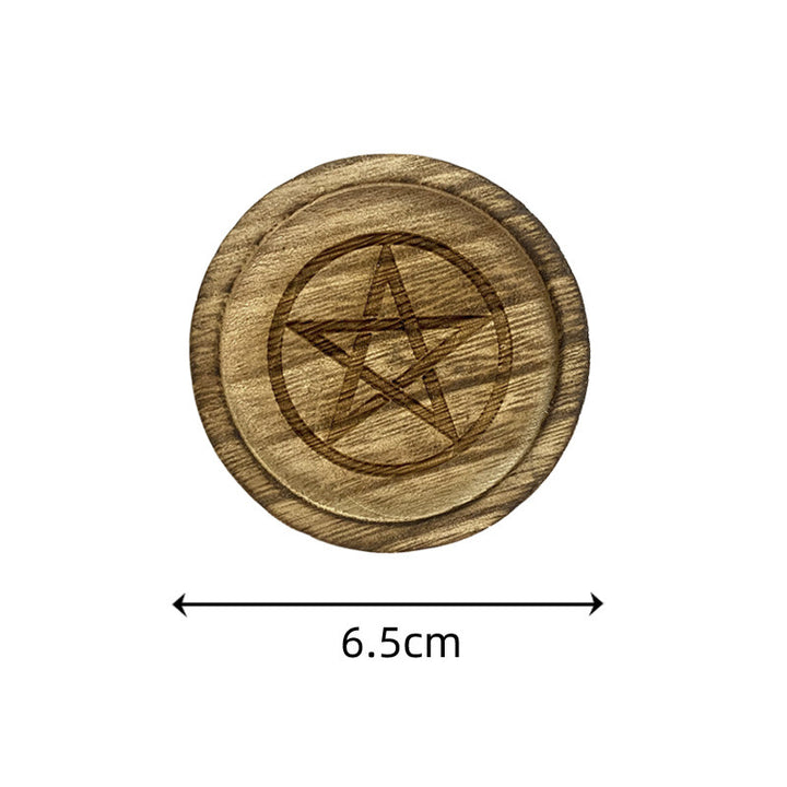Bougeoir à disque simple en bois avec pentagramme Olivenorma