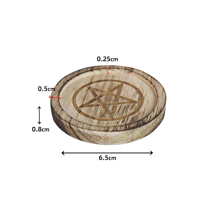 Bougeoir à disque simple en bois avec pentagramme Olivenorma