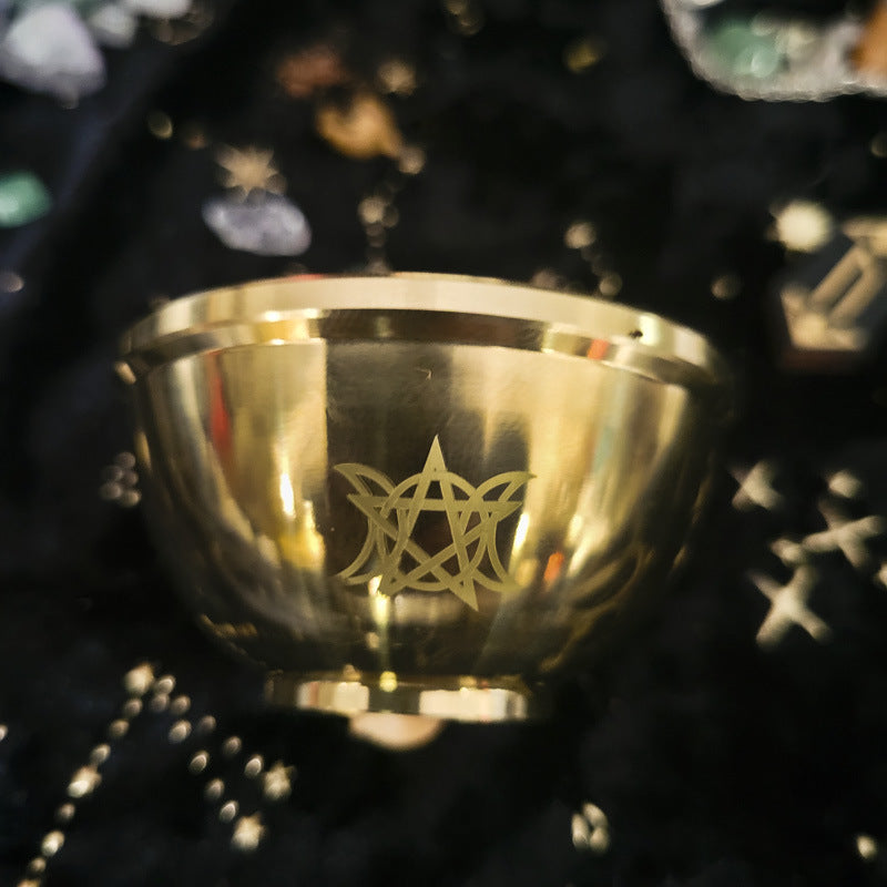Bol sacré en cuivre parfumé avec pentagramme lunaire triphasé Olivenorma