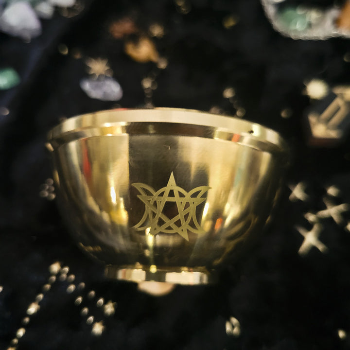 Bol sacré en cuivre parfumé avec pentagramme lunaire triphasé Olivenorma