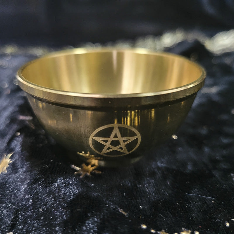 Bol sacré en cuivre parfumé avec pentagramme lunaire triphasé Olivenorma