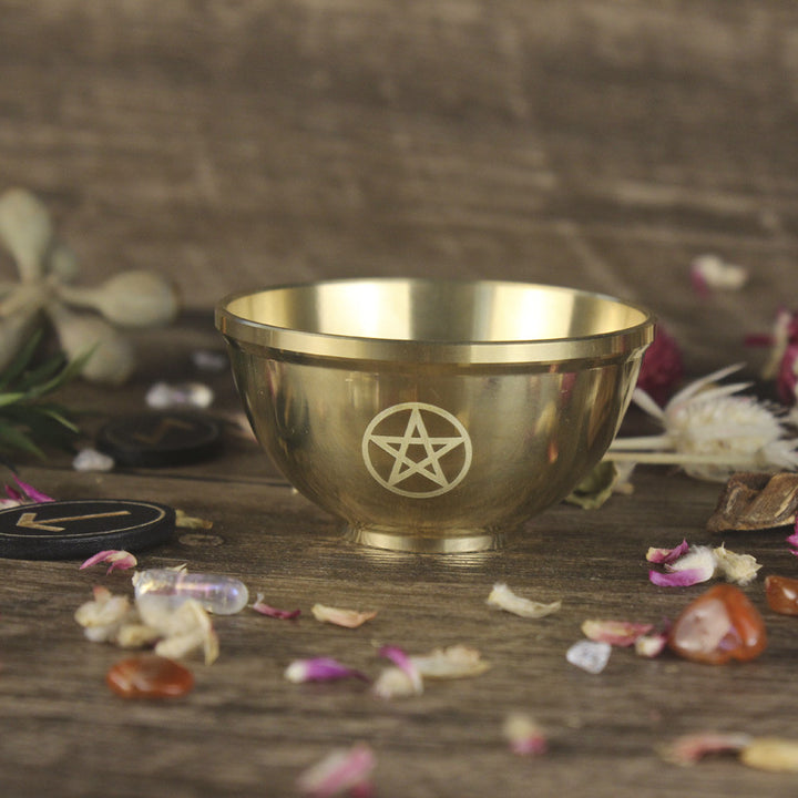 Bol sacré en cuivre parfumé avec pentagramme lunaire triphasé Olivenorma