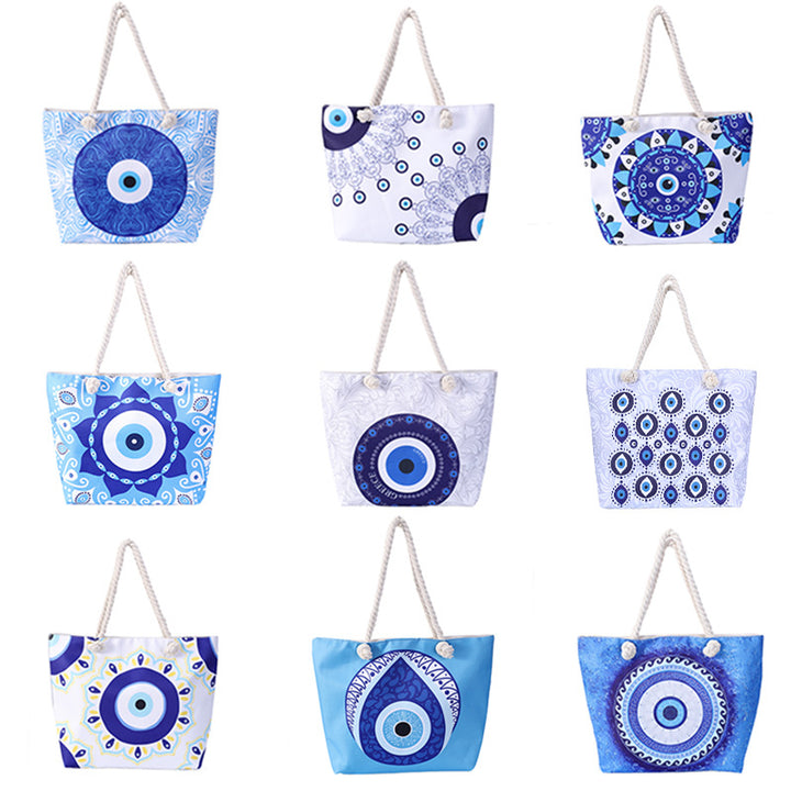 Sac fourre-tout de plage pour femme Olivenorma Blue Evil Eye