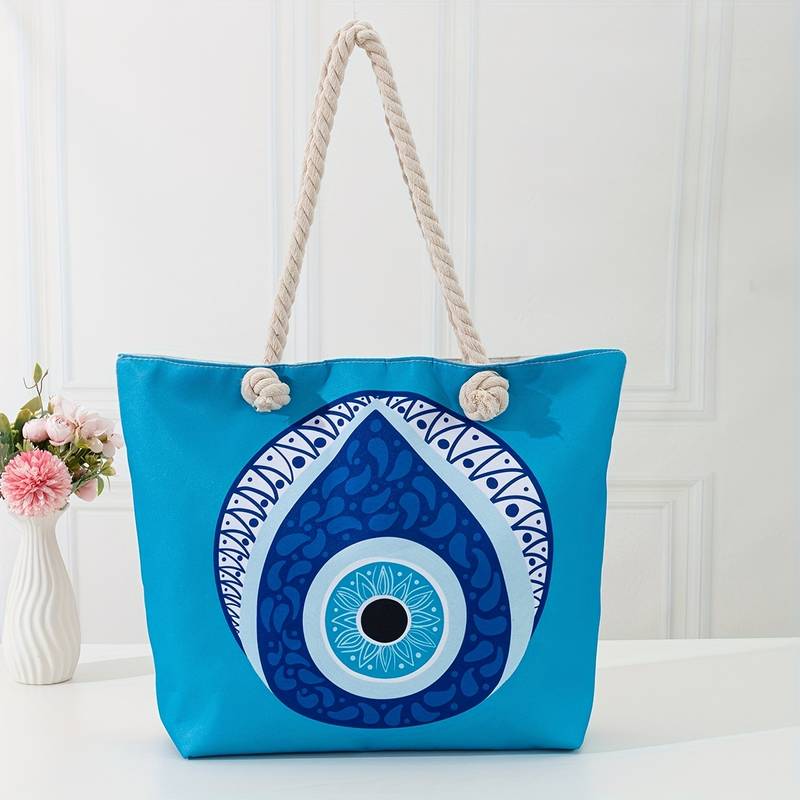 Sac fourre-tout de plage pour femme Olivenorma Blue Evil Eye