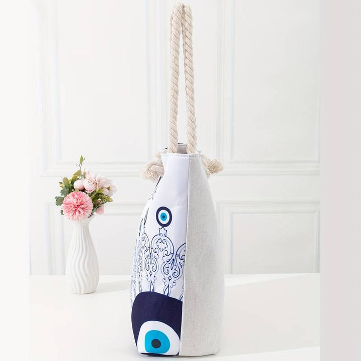 Sac fourre-tout de plage pour femme Olivenorma Blue Evil Eye