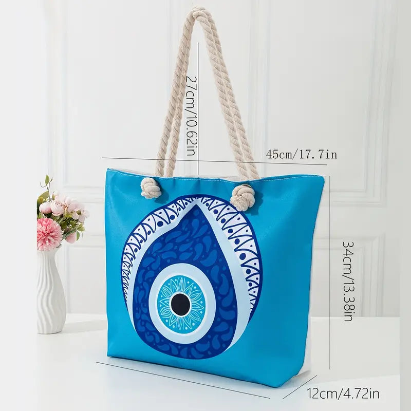 Sac fourre-tout de plage pour femme Olivenorma Blue Evil Eye