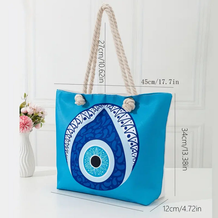 Sac fourre-tout de plage pour femme Olivenorma Blue Evil Eye