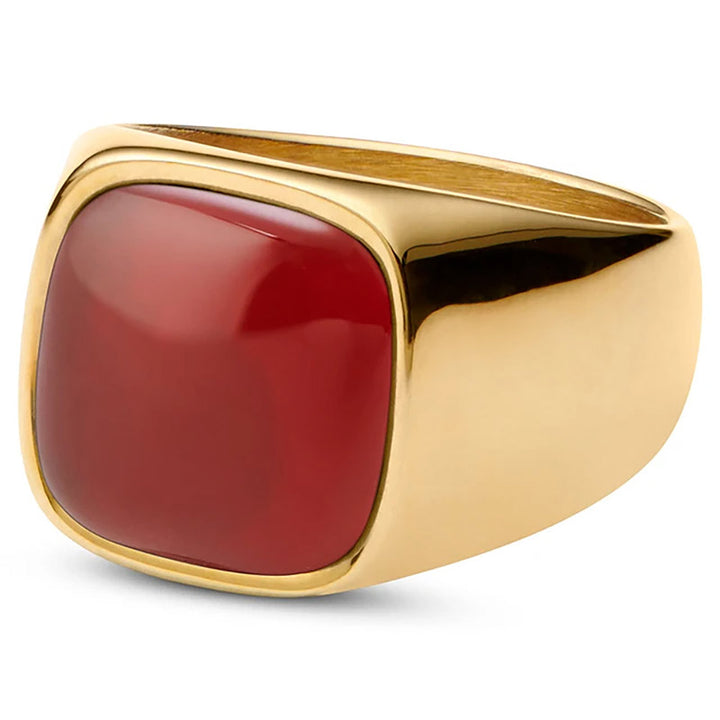 Bague vintage en acier titane et pierre naturelle Olivenorma - Or - Rubis - 12 - image 6