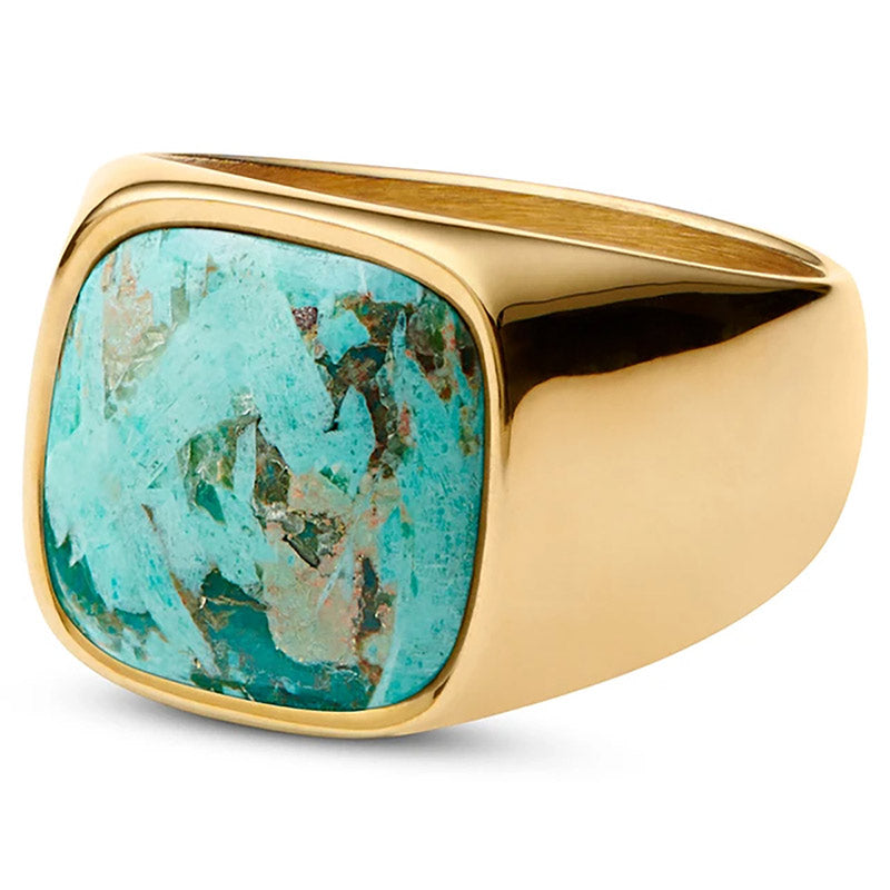 Bague vintage en acier titane et pierre naturelle Olivenorma - image 8