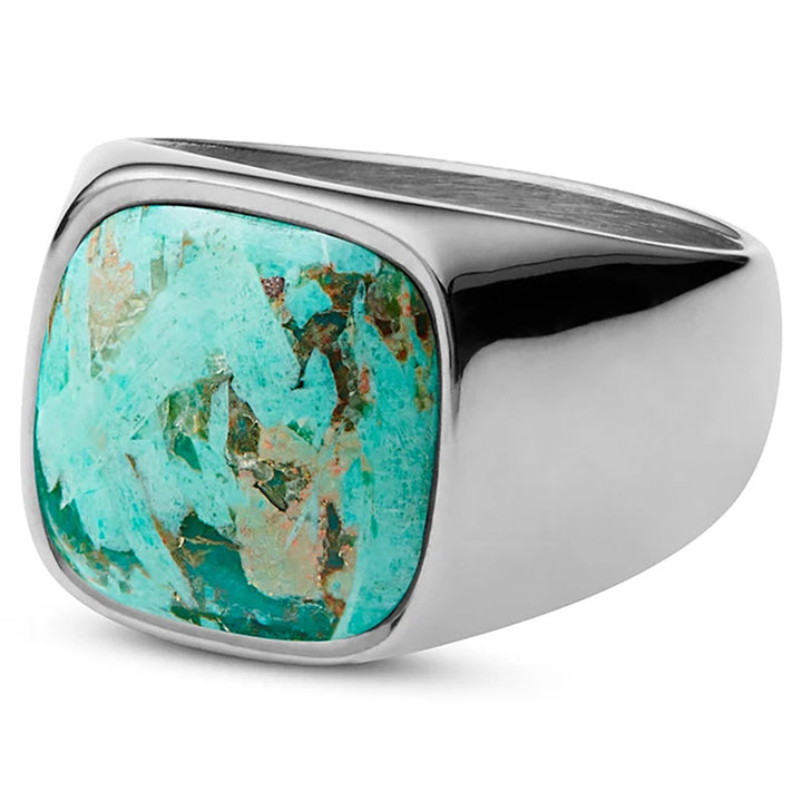 Bague vintage en acier titane et pierre naturelle Olivenorma - image 13