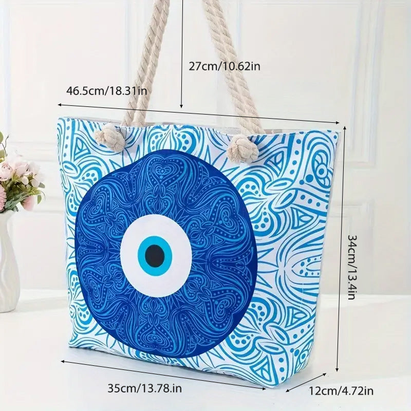 Sac fourre-tout de plage pour femme Olivenorma Blue Evil Eye
