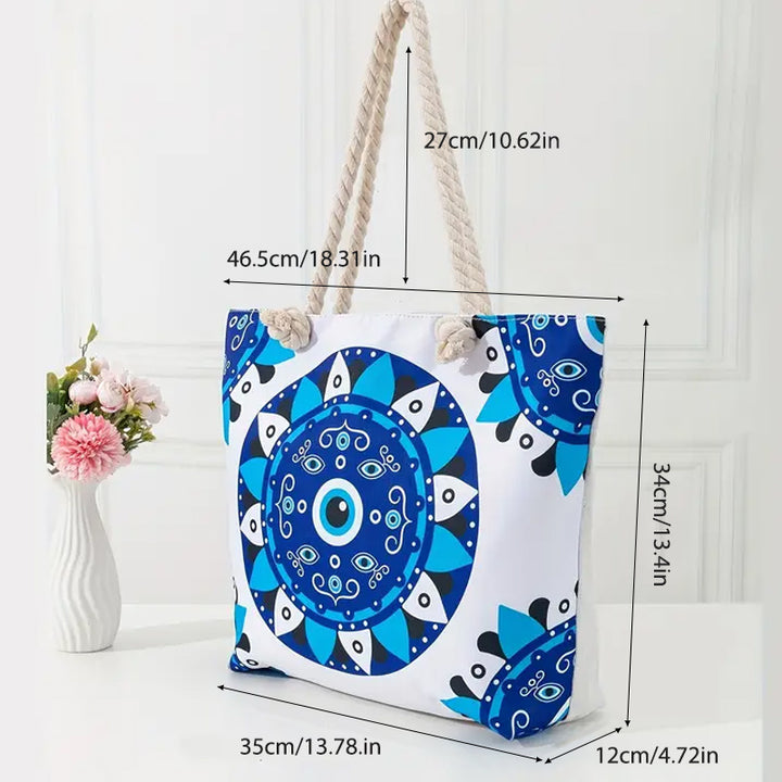 Sac fourre-tout de plage pour femme Olivenorma Blue Evil Eye