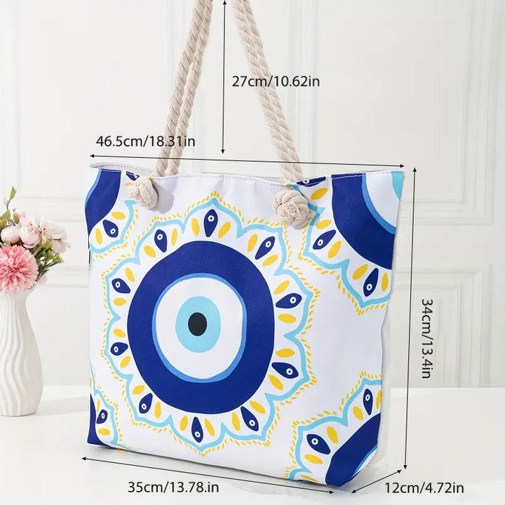 Sac fourre-tout de plage pour femme Olivenorma Blue Evil Eye