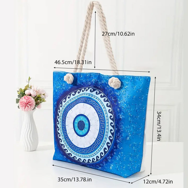 Sac fourre-tout de plage pour femme Olivenorma Blue Evil Eye
