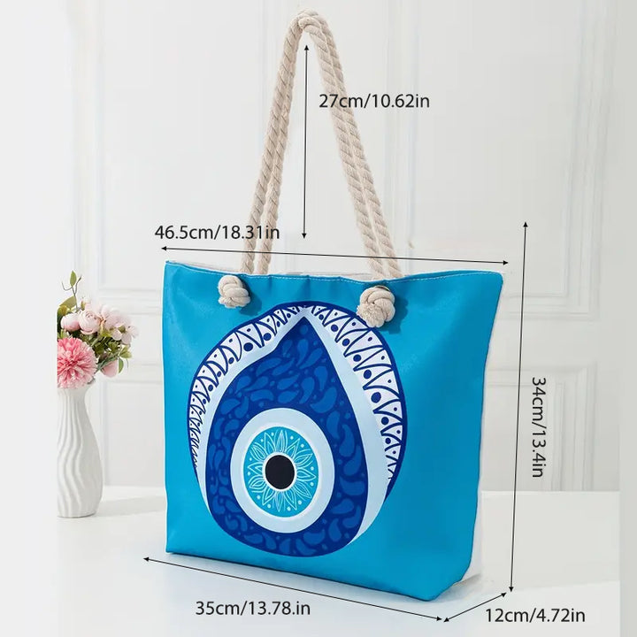 Sac fourre-tout de plage pour femme Olivenorma Blue Evil Eye
