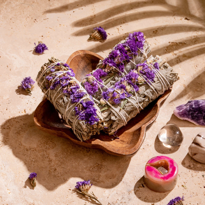 Fleur Olivenorma « Forget-Me-Not » Méditation de purification par les cristaux Sauge blanche 