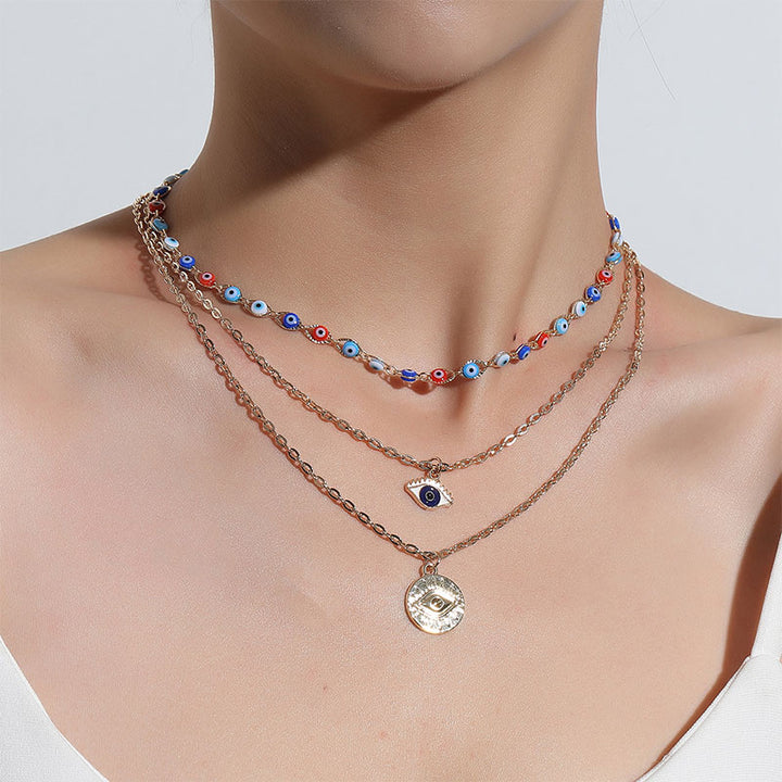 Collier à trois canapés en œil de diable coloré Olivenorma 