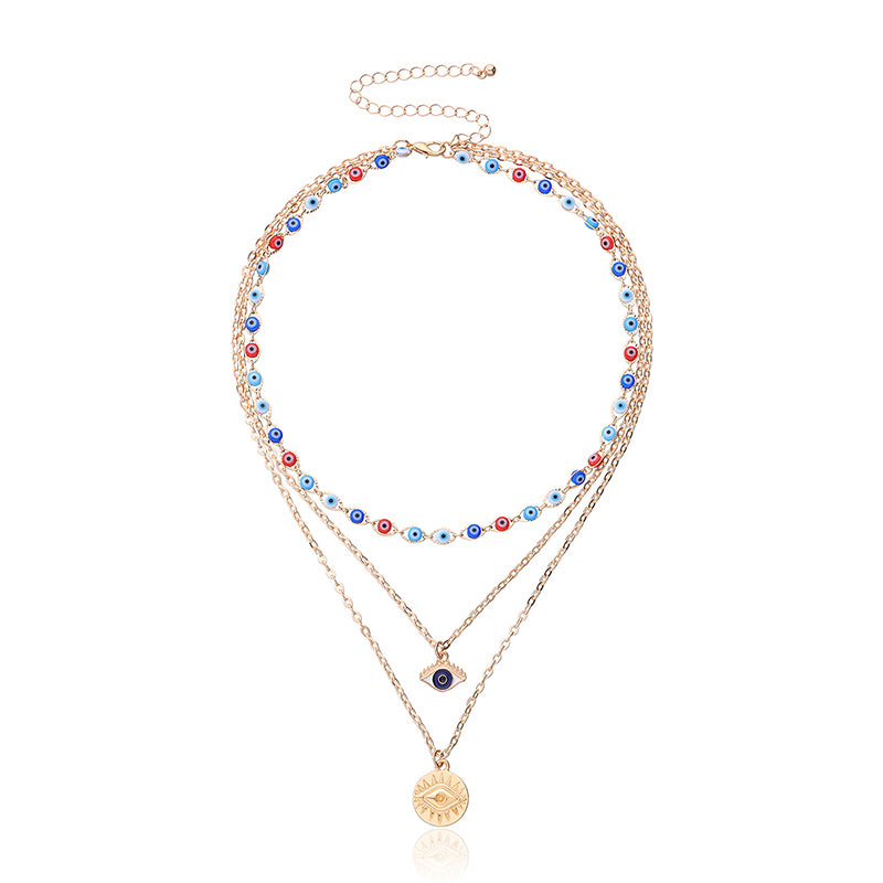 Collier à trois canapés en œil de diable coloré Olivenorma 