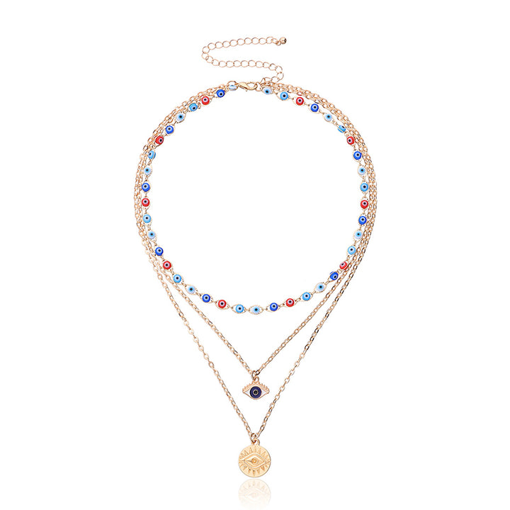 Collier à trois canapés en œil de diable coloré Olivenorma 