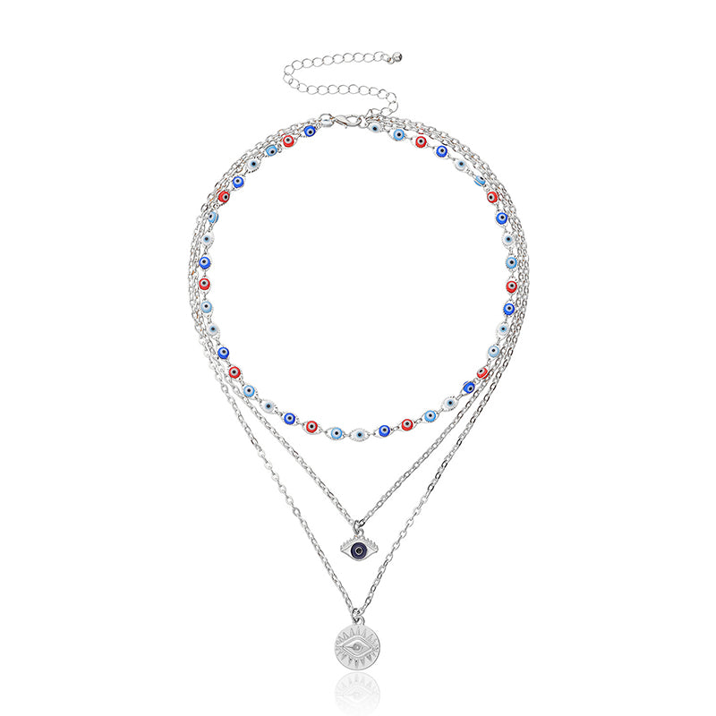 Collier à trois canapés en œil de diable coloré Olivenorma 