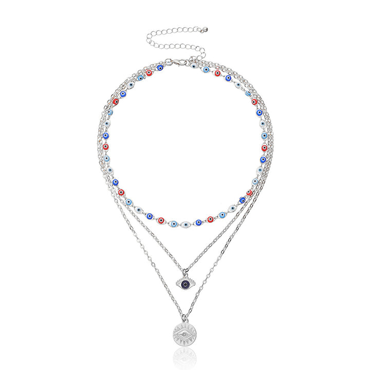 Collier à trois canapés en œil de diable coloré Olivenorma 