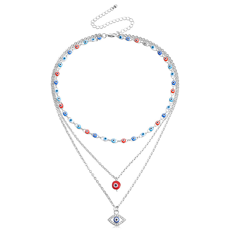 Collier à trois canapés en œil de diable coloré Olivenorma 