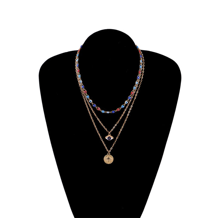 Collier à trois canapés en œil de diable coloré Olivenorma 