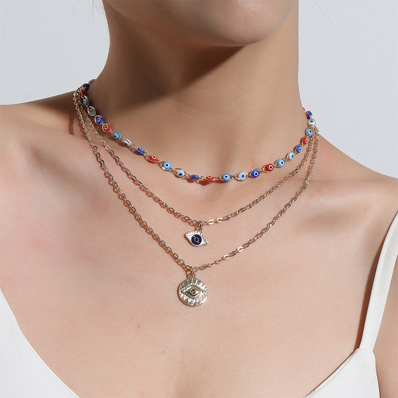 Collier à trois canapés en œil de diable coloré Olivenorma 