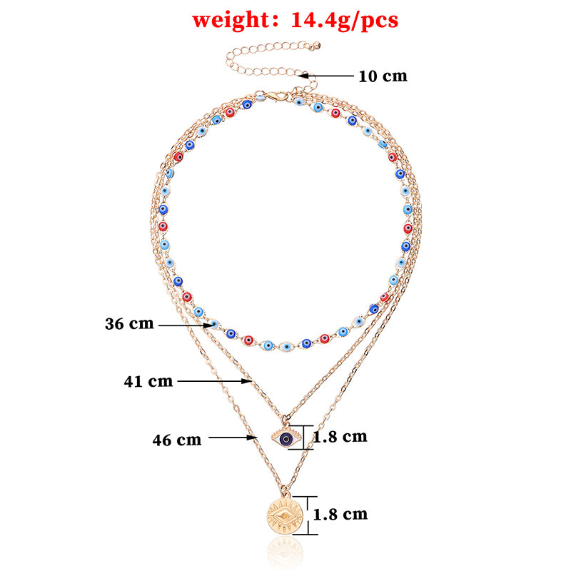 Collier à trois canapés en œil de diable coloré Olivenorma 