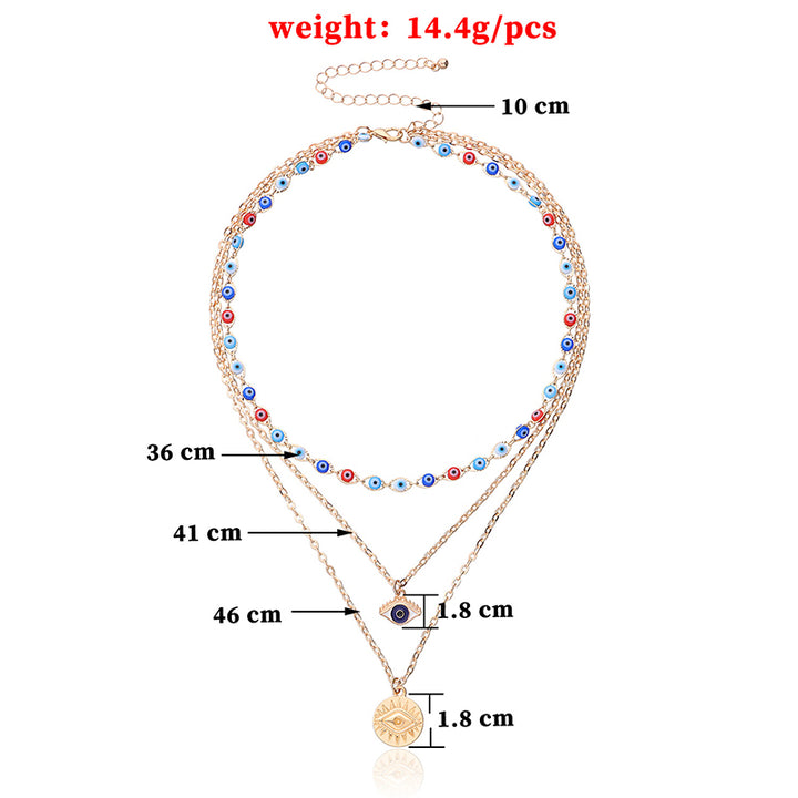 Collier à trois canapés en œil de diable coloré Olivenorma 