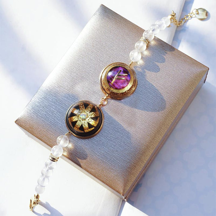 Bracelet en perles de pierre de lune et labradorite naturelle Olivenorma