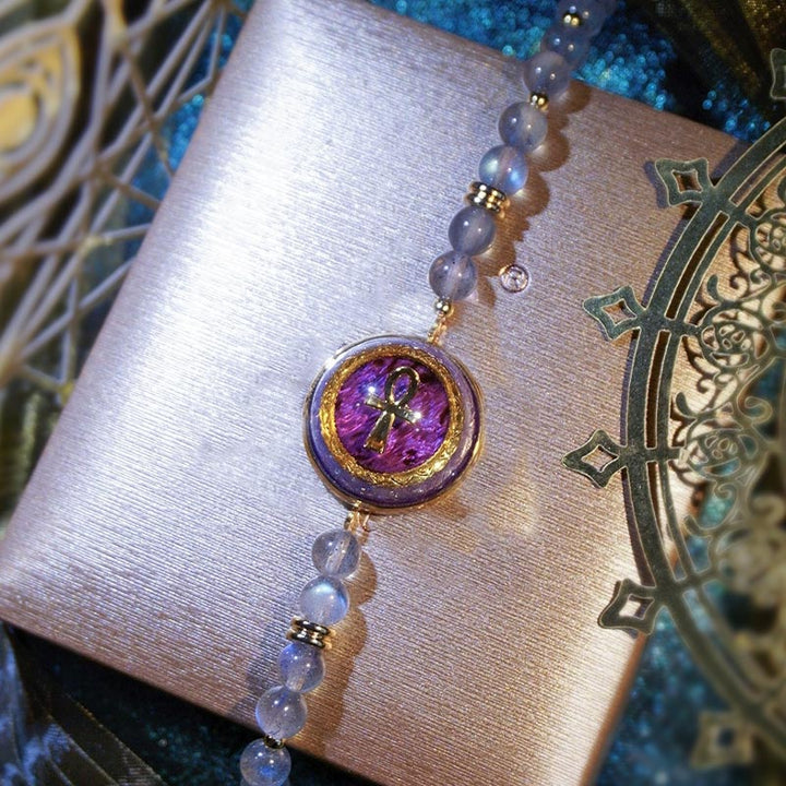 Bracelet en perles de pierre de lune et labradorite naturelle Olivenorma